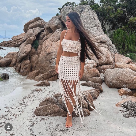 ZARA BLOGGERS FAV FRINGED CROTCHET SKIRT - Picture 3 of 13